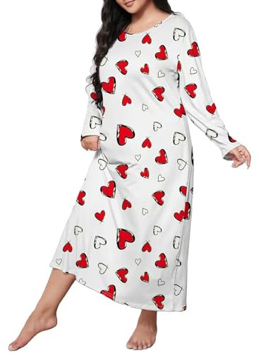 Femme Chemise De Nuit Stretch Mini Robe Comfy Col Rond élégant Pas Cher Robe De Nuit Femme Hiver Sexy Casual Lingerie Nightwear Retro Vetement Tee Shirt Pyjama Femme(Watermelon Red,XXL)