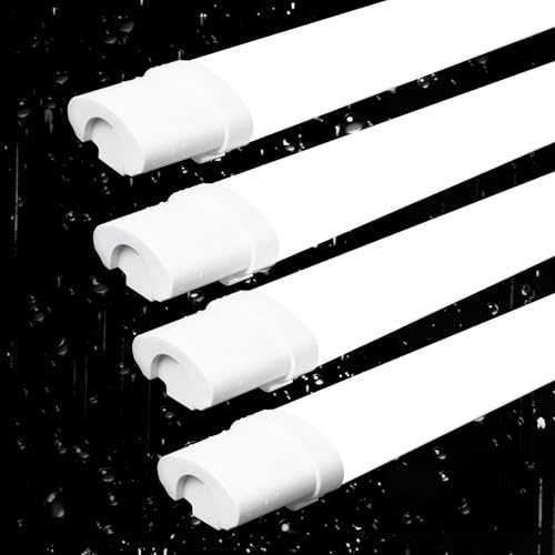 CBJKTX 4ER Deckenleuchte Deckenlampe LED Feuchtraumleuchte 120CM 36W | Deckenbeleuchtung Lang Kellerlampe IP65 Leuchtstoffröhre Wannenleuchte Kaltweiß 5000K Bad Garage Werkstatt Küche Büro Flur