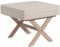 HOMCOM Sitzhocker Hocker rund mit weichem Sitzkissen, Holzbeinen Fußhocker mit Leinenoptik Antirutsch Polsterhocker Ottoman für Schlafzimmer, Wohnzimmer, Beige