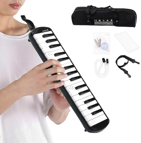 Melodica für Erwachsene, Melodica Musikinstrumente | Melodica Instrument mit 2 Mundstücken, Air Piano mit Tragetasche, Harmonium Instrument, 32 Tasten Tastatur für Anfänger und Profis