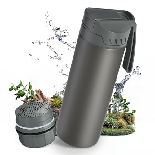 Wothfav Gourde Filtrante Eau Non Potable 650 ml, capacité de filtration de 1500L, élimine 99,99% des sédiments, métaux lourds, virus et bactéries, idéale pour l'extérieur