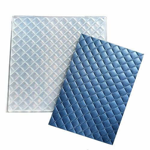 arriettycraft 3D Diamond Square Plastic Embossing Folders for Card Making, 3 d Plaid Background Embossing Folder DIY Craft Folders Template Stencils for Scrapbooking Photo Album Decoration 6“x6”