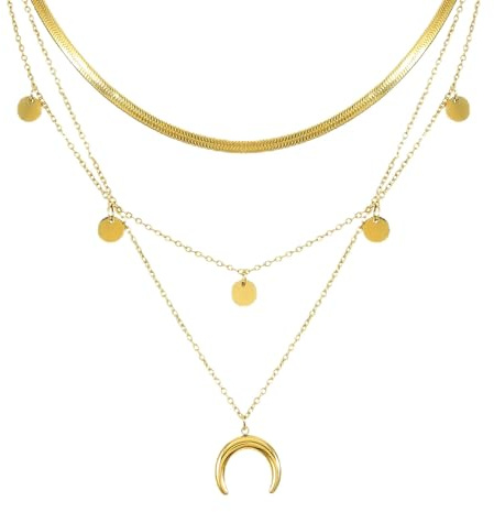 Manfnee Kette Gold Damen Layering Halskette Damen Disc Halsketten Einstellbare vergoldete choker halskette