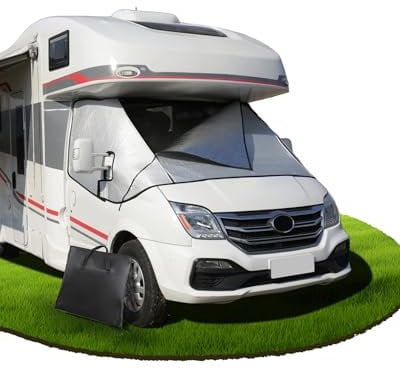 Ezcasch Frontscheibenabdeckung mit Reißverschluss, Umfassender Schutz vor Sonnen, Kalt und Staub, Silberne Scheibenabdeckung für FIAT Ducato Peugeot Boxer Citroen Jumper X250/290 ab 2006