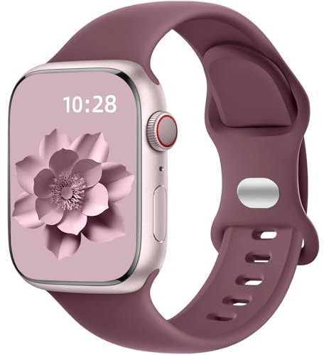 Dirrelo Kompatibel mit Apple Watch Armband 40mm 41mm 42mm 38mm Damen Herren, Weich Silikon Sport Armband Ersatz band für iWatch SE 2 3 Armband Series 11 10 9 8 7 6 5 4 3 2 1 Apfelband, SmokeViolet