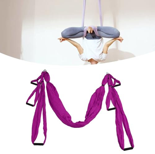 Aerial Yoga Hängematte, Yoga Schaukel rutschfest Aerial yogatuch zum aufhängen Anti-Schwerkraft Yoga Pilates Aerial Yoga Swing Air Fliegen, Yoga Bein Stretcher Fitness (Purple)