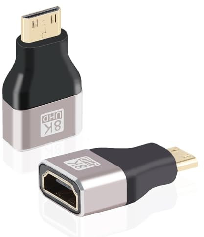 Mini-HDMI Adapter 2 Stück - 8K UHD Mini Stecker auf Buchse HDMI Kupplung 2.1 ARC HDR10+ Dolby Vision VRR ALLM 48Gbps für Kamera/PS5/Drohne/TV/HDTV/Tablet