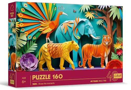 Trefl - Puzzle Effet 3D, Jungle - 40e Anniversaire Trefl, Puzzle coloré, pour Les Enfants à partir de 6 Ans
