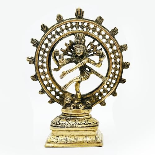 TUNTUN ENTERPRISES Lord Shiva Natraj Statue 21 cm, Handgefertigte Messing Skulptur, Spirituelles Geschenk, Dekorative Figur Für Zuhause & Büro, Bronze Finish