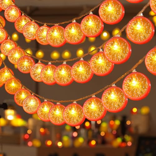 ENLACE Lichterkette Orange, 3M 20 LED Orangenscheiben Lichterkette, Zitronen LED Lichterkette für Terrasse, Wohnzimmer, Schlafzimmer, Party, Hochzeit, Bar, Weihnachtsfeier, Innen und Außen