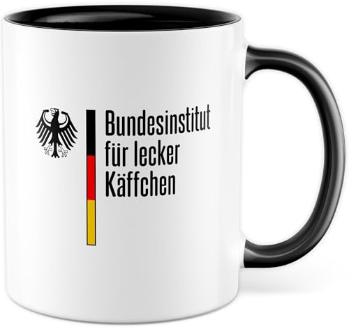 Tasse Büro Geschenk Bundesinstitut für lecker Käffchen, Kaffeetasse Witz Meme Humor Sarkasmus Geschenkidee Kollegin Kollege Arbeit Kaffee-Becher