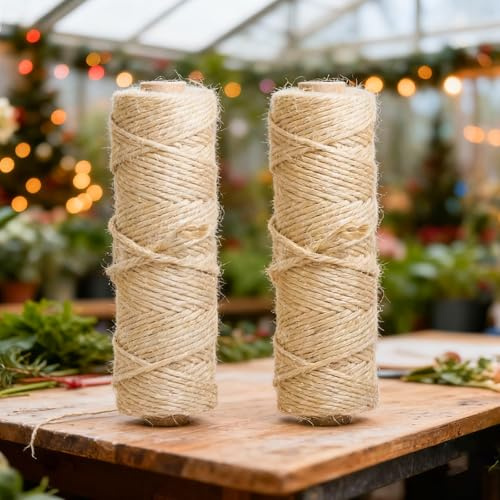 Gegaden 50m x 2Pcs Jute-Schnur, 3mm Braun Juteschnur, Braun Natur Jute Kordel für Basteln, Makramee-Dekoration, Geschenkverpackungen