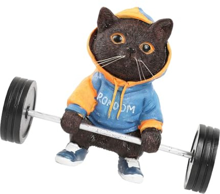 ZYHARUKO Fitness Katzen Skulptur Fitness Figuren Dekoration Lustige Heben Langhantel Figur Statue Figur Lustige Katzen Geschenke