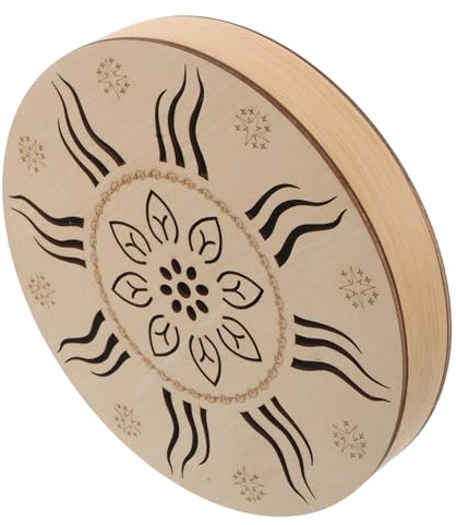 Ethnische Yoga Klangtrommel, 8 Zoll, Runde Scheibe | Beruhigende Trommelklänge, Realistischer Regensound, Beige, Handlich und Leicht, Garten und Outdoor Einsatz