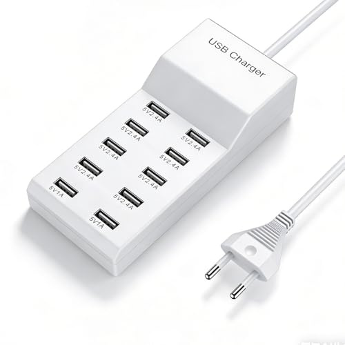 USB Mehrfachstecker 10 Port, SGZIOO Mehrfach USB Ladegerät 50W, USB Ladegerät Mehrfach, Mehrfachstecker Adapter Kmpatibel mit Phone, Samsung, Xiaomi Huawei, Tablet und andere USB-Geräte