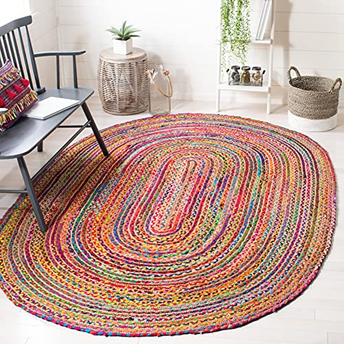 Safavieh Boho Teppich für Wohnzimmer, Esszimmer, Schlafzimmer - Cape Cod Collection, Kurzer Flor, Multi, 122 X 122 cm