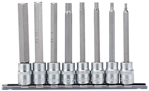 Draper 16286 3/8 Inch Square Drive Hexagonal Socket Bit Set, Blue, 100mm