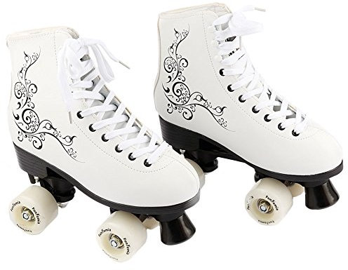 Rollschuhe / Discoroller von FunTomia in verschiedenen Größen 30 - 42 plus 16 Stück Mach1 ABEC-11 Kugellager (30, Weiß)