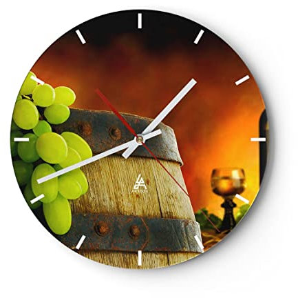 Modern Wanduhr Landwirtschaft Alkohol Fass Tasse 40x40cm Rund Groß Wand Uhr Glas Analog Zimmeruhren Küche Büro Wohnzimmer Glasuhr Wall Clock Dekoration Design Wanddekoration Küchenuhr C3AR40x40-2156