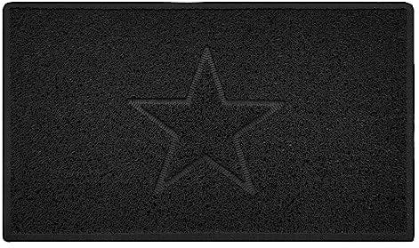 Nicoman Star Shape Embossed Entrance Door Mat Non Slip Dirt Trapper PVC Spaghetti Mat with Rubber Base, Jet Washable Quick Drying Doormat Indoor or Outdoor - (Medium, Black, 75 x 44cm)