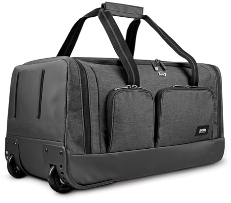 Solo New York Leroy Carry-On Wheeled Duffle Bag, 49L Capacity, Grey, 56cm