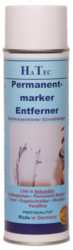 HaTec Permanent Marker Entferner Spray 500ml, Permanent Marker Entferner, Kugelschreiber Entferner, Tonerentferner. Nicht für Lederprodukte einsetzbar.