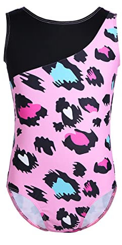 Freebily Body Ginnastica Artistica Bambina Senza Maniche Leopardo Leotards Balletto Tuta Sportiva Ballerina Vestito Danza Classica Dancewear Abito da Ballo Moderno Latino Rosa 5-6 anni