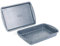 Russell Hobbs COMBO-5439 Nightfall Stone Oven Trays Non Stick - 2 Piece Baking Tray, Roasting Tray, 38 cm Oven Baking Sheet and Roaster, Oven Safe to 220°C, Easy Clean, Blue Marble Carbon Steel
