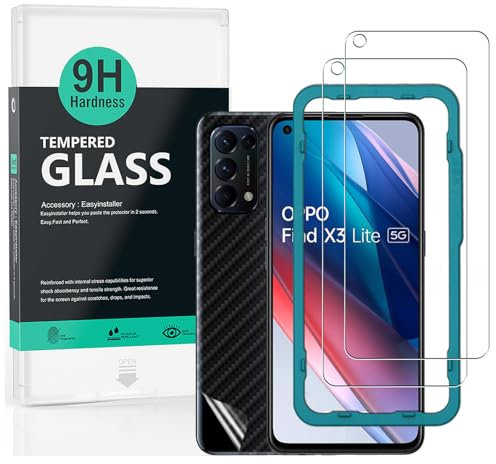 Ibywind Schutzfolie kompatibel mit Oppo Find X3 Lite/Oppo Reno5 5G,Carbon Fiber Skin für die Rückseite, Inklusive Easy Install Kit (Zentrierrahmen)