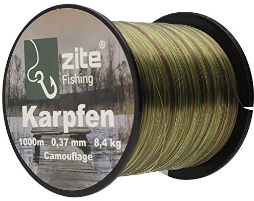 Zite Fishing Monofile Angelschnur in Camouflage – Karpfen-Schnur 0,28mm - 0,37mm 1000m Spule - Abriebfeste Carp-Line Nylon-Schnur - Ideal fürs Karpfenangeln (0,37 mm)
