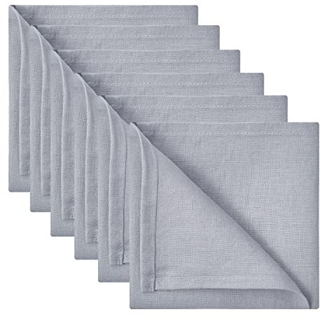 DAPU Pure Linen Servietten 6er Set, 45 x 45 cm, 100% französisches Flachs, waschbare Servietten für Zuhause, weiche, atmungsaktive Servietten mit Oeko Tex 100 Standard, Grau