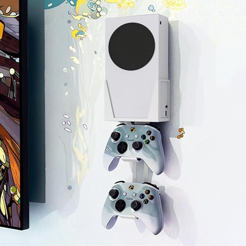 GAMSURFING Wall Mount for Xbox Series S - All Metal Vertical Hanging On Wall Near or Behind TV Left/Right, Wall Mount Kit with Detachable Controller Holder