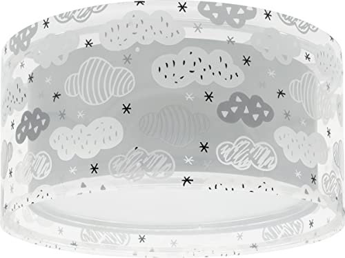 Dalber Deckenlampe kinderzimmer, Deckenleuchte für Kinder Clouds Wolke Grau, Deckenlampe Kinderzimmer, 41416E, E27