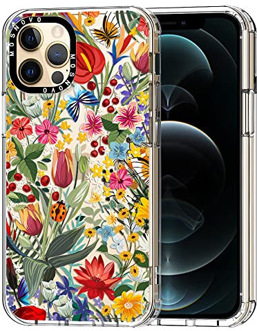 MOSNOVO für iPhone 12 Pro Max Hülle – Durchsichtige, schlanke, stoßfeste TPU+PC-Handyhülle, [6,6 Fuß Fallschutz/Anti-Abziehen] - Im Garten