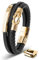 SERASAR Herren Accessoires 17cm Gold Herren-Armband Leder-Armreif Herren-Lederband Herrenarmreif Armschmuck Leder-Schmuck Herrenschmuck Armkette Flecht-Armband Leder-Wickelarmband Leder-Kette Bracelet
