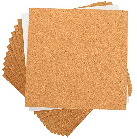 YOUNTHYE Lot de 10 carrés en liège auto-adhésifs 20,3 x 20,3 cm pour photos, dessins, 6 mm d'épaisseur
