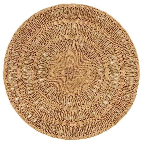 vidaXL Teppich Jute Handgeflochten Handgefertigt Wohnzimmerteppich Juteteppich Handwebteppich Bodenmatte Schlafzimmer Wohnzimmer Flur 90cm Rund