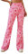 EVELUST 70er Jahre Schlaghose für Damen – St. Patrick's Day Rave Festival Outfit Hohe Taille Bell Bottom Disco Kostüm Hose(Pink, XL, 1050w)