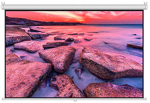 ZEELYDE Projector Screen,Manual Pull Down Projector Screen, 4:3/16:9, with Auto Lock Mechanism Wall Mounted Ceiling Projection Screen, Pull Down HD Movie Screen Home Theater
