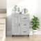 Tidyard Credenza Grigio Cemento Con Ante e 3 Cassetti, Mobile Soggiorno Cucina, Armadio Multiuso, Madia 69,5x34x90 cm