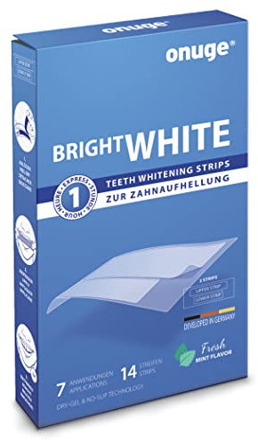 Onuge Bright White Teeth Whitening Strips – Bleaching-Strips zur Zahnaufhellung – Ohne Peroxid – Auch für empfindliche Zähne 14 Strips - 7 Tage