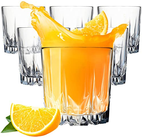 Konzept 11 - Ensemble de 6 Verres à Eau 300ml, Ensemble de Verres à Boire, Verres Rainurés pour Jus, Eau, Cocktails, Gin Tonic, Boissons Froides, Verre Résistant