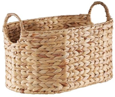 Calicosy Grand Panier en Jacinthe d'eau - Rangement Pratique - pour Chambre, Dressing - L50 x l35 x H30 cm