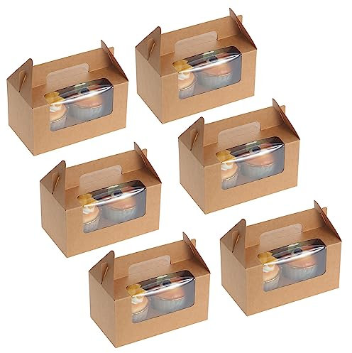 Coolty 50 Pezzi Scatole per Cupcake 2 Fori Scatole per Torte Scatola di Imballaggio in Carta per Dessert Muffin Pasticcini Macarons Torte Regali DIY (Brown-2 Hole)