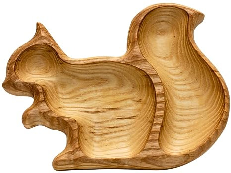 Dekohelden24 Holz Dekoschale als Eichhörnchen in Natur, Maße L/B/H 19 x 14 x 3 cm