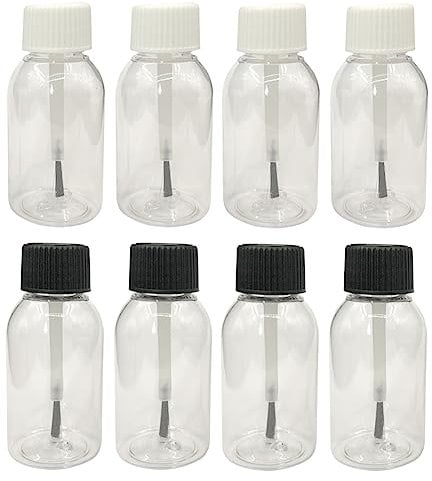 FSSTUD 10 Pcs 30ml Clear Plastic Brush Applicator Cap Bottles Empty Cuticle Oil Bottles Refillable Glue Paint Bottle Cosmetic Essential Oil Containers