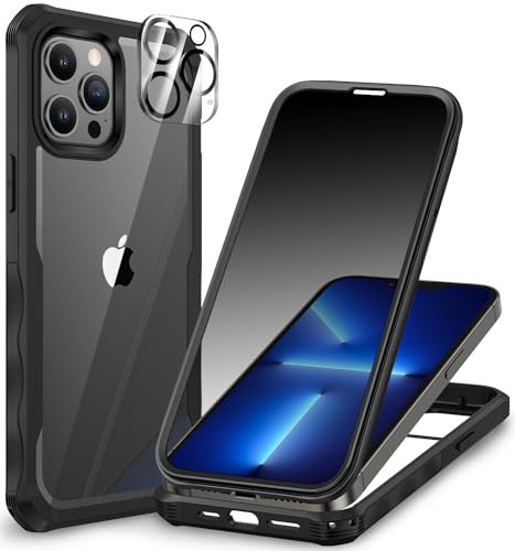 CENHUFO Compatible with iPhone 13 Pro Max Case Built-in Privacy Screen Protector with Camera Lens Protector, 360 Full Body Privacy Case for iPhone 13 Pro Max with Anti Spy Screen -Black