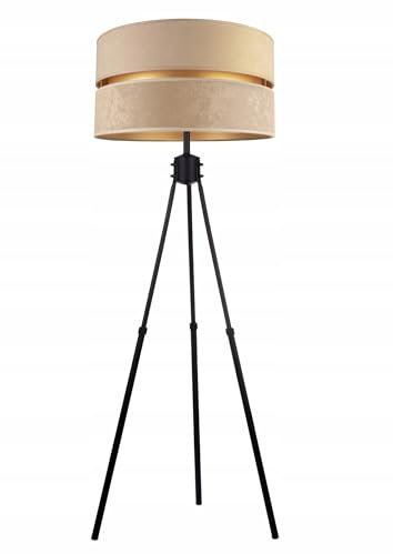 Stehlampe Wohnzimmer Beige-Gold Stehleuchte Standleuchte mit Dreibeinstativ Design Modern E27 Fassung Leselampe Max. 60W Wohnzimmerlampe Bettlampe