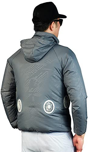 WolFum Ventilation Jacket, Air-Conditioning Clothing, Sun-Proof Cooling Jacket for Outdoor Work, High Temperature Fishing Trip, USB Charging Fan Clothing, Four-Fan Cooling,Blue,S