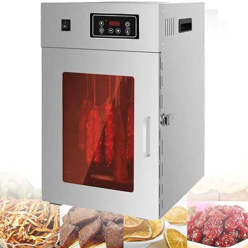 DDZJTPP Essiccatore per Alimenti Verticale Commerciale, Rotazione di 360° in Acciaio Inossidabile Girevole Salsiccia Pancetta Pollo Anatra Pesce Manzo Essiccatore Carne con 24h Timer